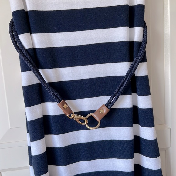 RALPH LAUREN. Women’s. PETITE XS. 100% cotton.  Blue and white stripe, w red. - Picture 2 of 7